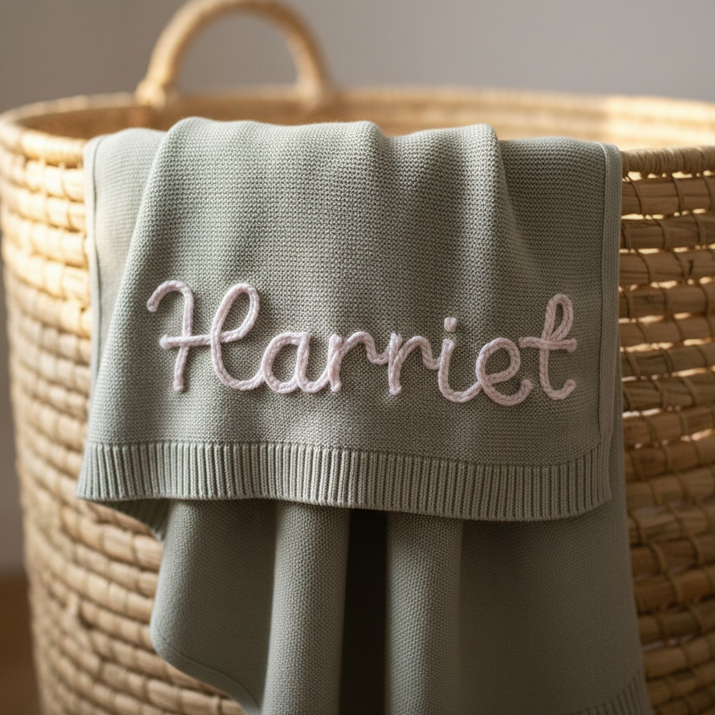 Hand Personalised  Cotton Baby Blanket