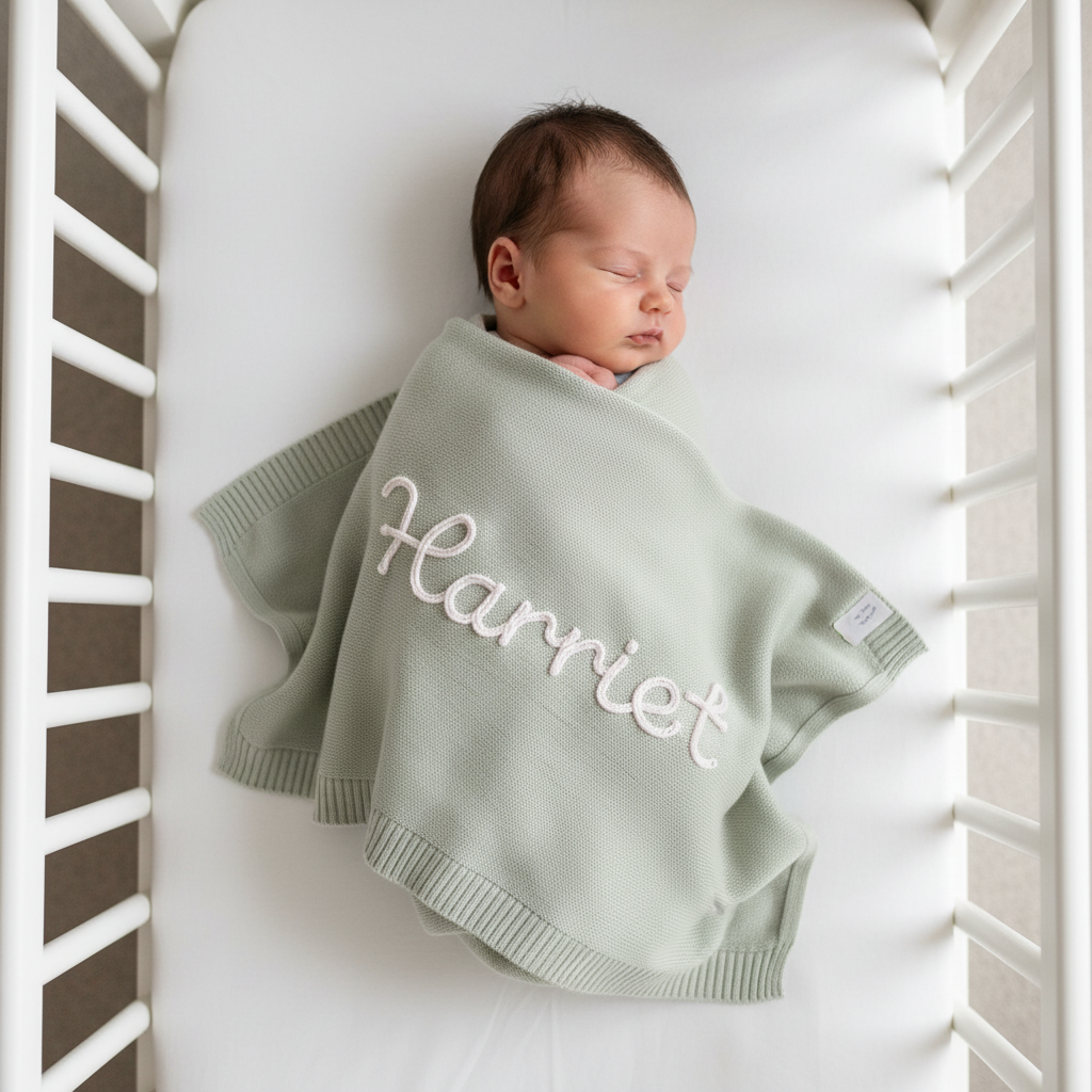 Hand Personalised  Cotton Baby Blanket